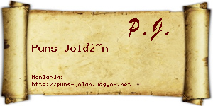 Puns Jolán névjegykártya